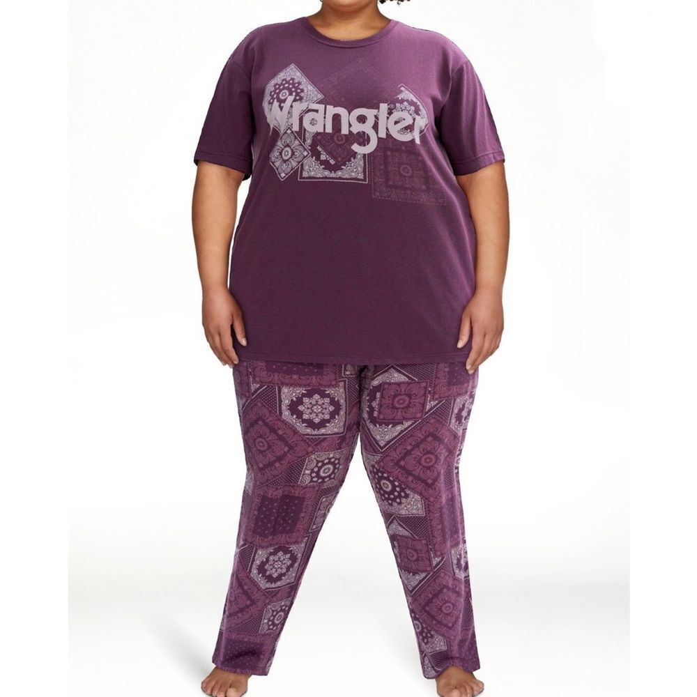Wrangler Short Sleeve Sleep/Loungewear Amaranth Purple Paisley 4X NWT